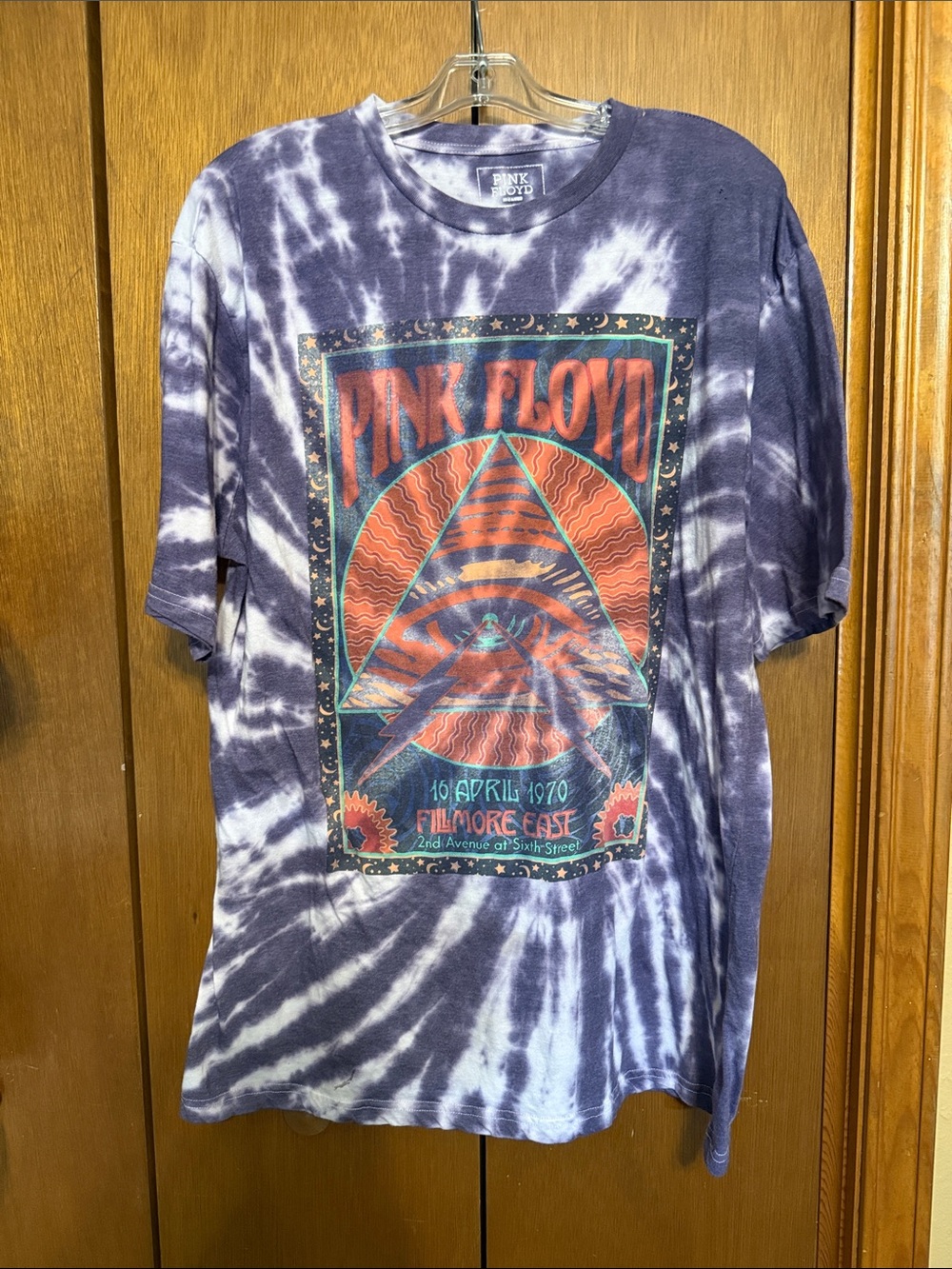 Pink Floyd Purple Tie-Dye Graphic Tee with Orange Front Art Size XL